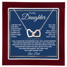 To My Daughter Necklace From Dad With Heartfelt Message Fan Hearts LED Box