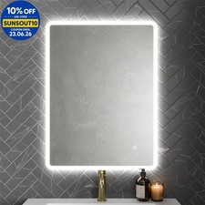 Image of Rectangle LED Bathroom Mirror Backlit Touch Demister Pad Mains Powered 600x800mm