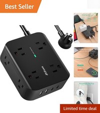 Compact 5FT Surge Protector with 8 Outlets Smart USB Ports for Workspaces