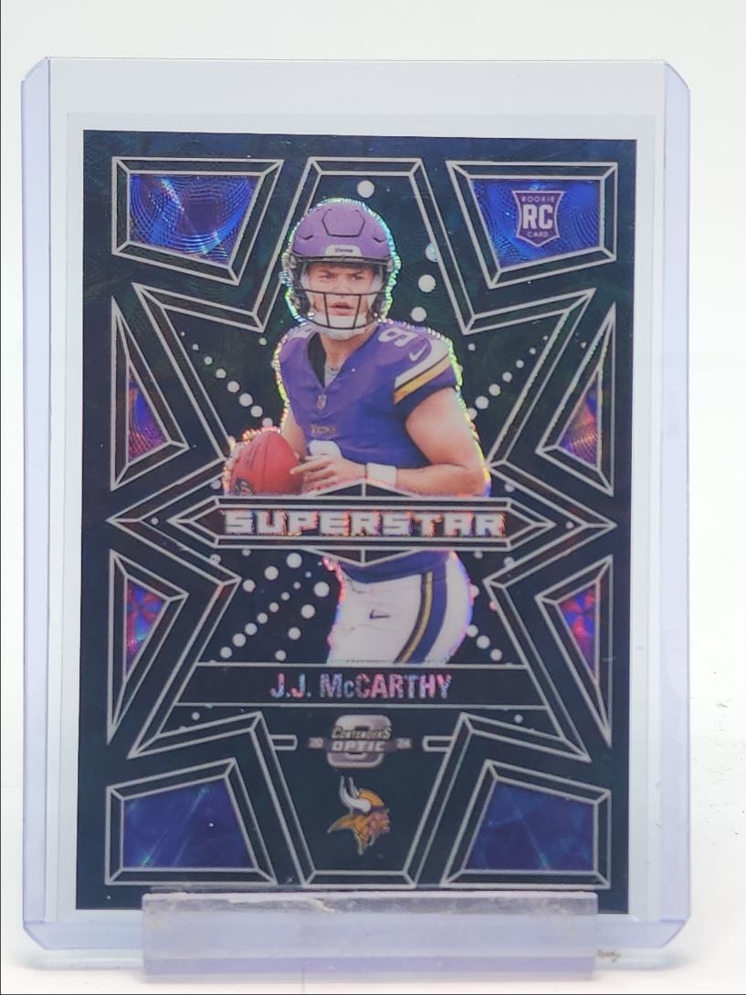 J.J. MCCARTHY 2024 CONTENDERS OPTIC SUPERSTAR ROOKIE BLACK SCOPE RC /25 Q2264