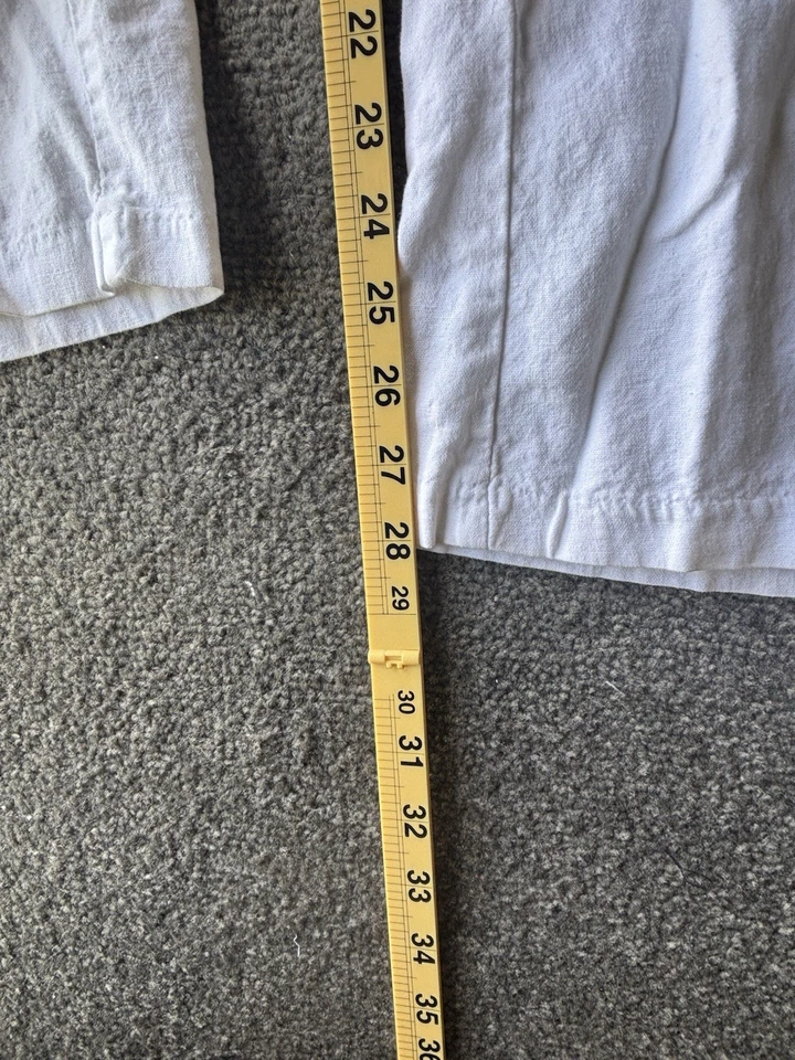 Roxy Oceanside 白色亚麻混纺抽绳裤女式大号沿海海滩 — 第 2/4 张图片