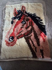 Vintage Large 70's Latch Hook Rug Horse