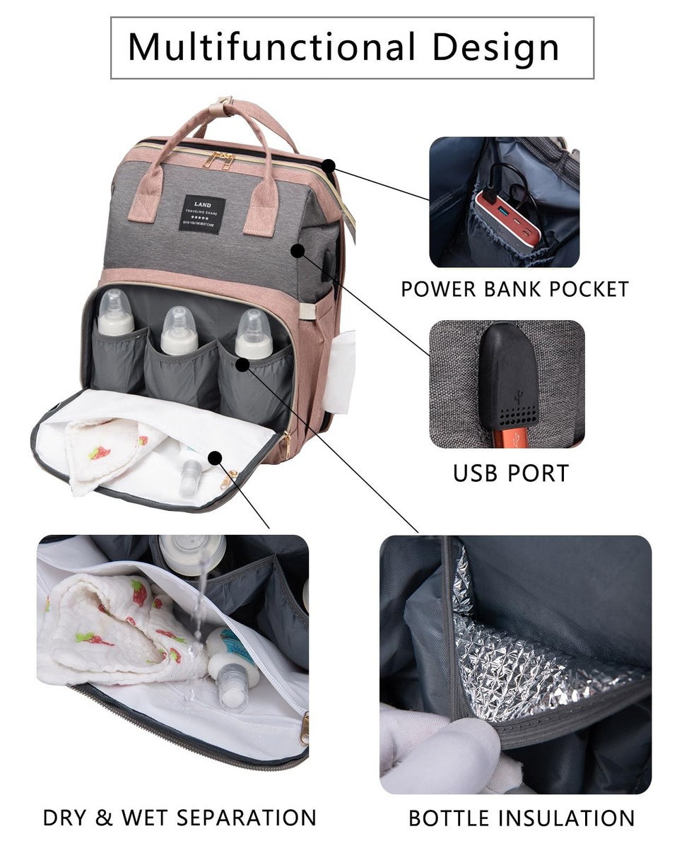 Diaper Bag Backpack with Changing Station: Pink Baby Bags for Girls Boys Mom ... | eBay Diaper Bag Backpack with Changing Station: Pink Baby Bags for Girls Boys Mom ... | eBay