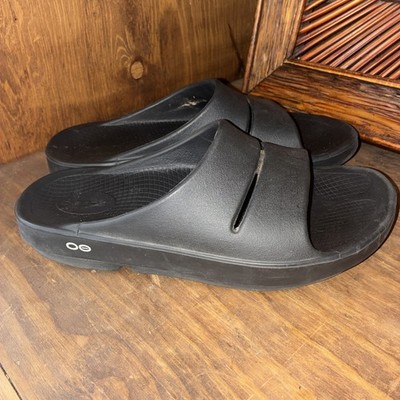 OOFOS Ooahh Sport Unisex Black Slide Slipper Recovery Sandals Sz Men 9 Women 11