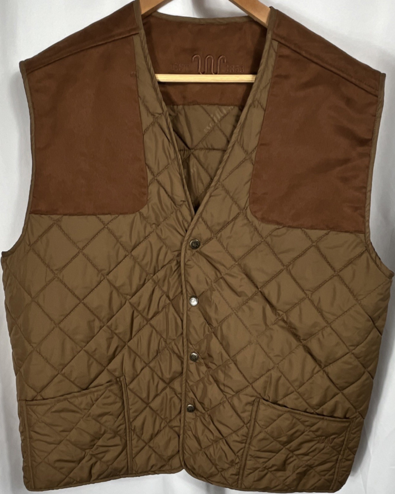 King Ranch Men's Brown Quilted V-Neck Ranch Vest w/ Pockets Size XL