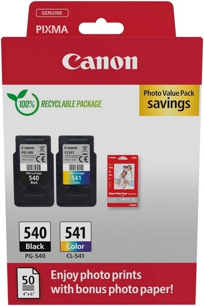Canon PG-540 CL-541 Original Druckerpatronen Multipack + 50 Blatt Fotopapier-image