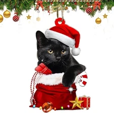 Black Cat Christmas Ornaments 2025, for Tree, Cat-e 