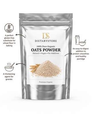 Organic Oats Powder Fine Ground Natural Fiber Superfood Vegan Gluten Free