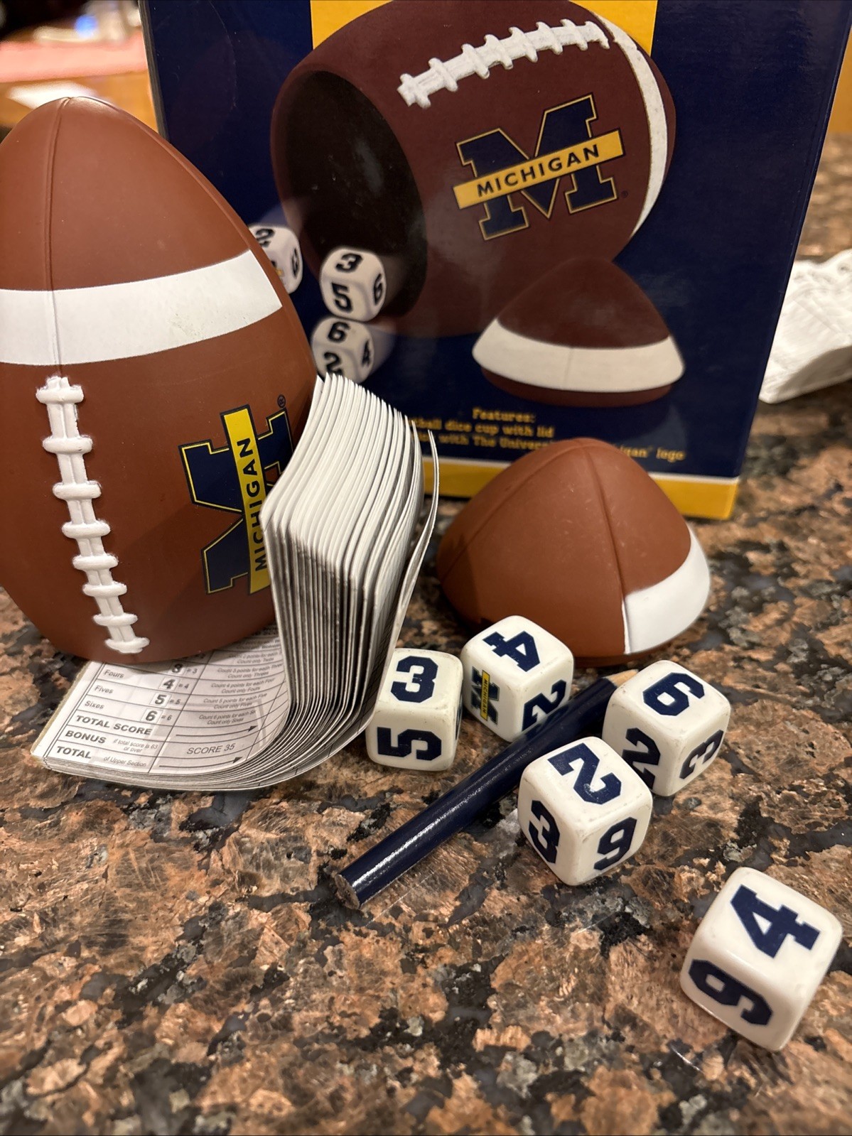 Yahtzee Wolverines University Of Michigan Collector’s Edition Football In Box