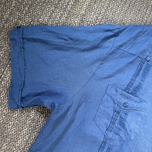 Cubavera Shirt Mens XXL Blue Linen Classic Guayabera 4 pocket Cuban Cigar 2XL - Picture 6 of 23