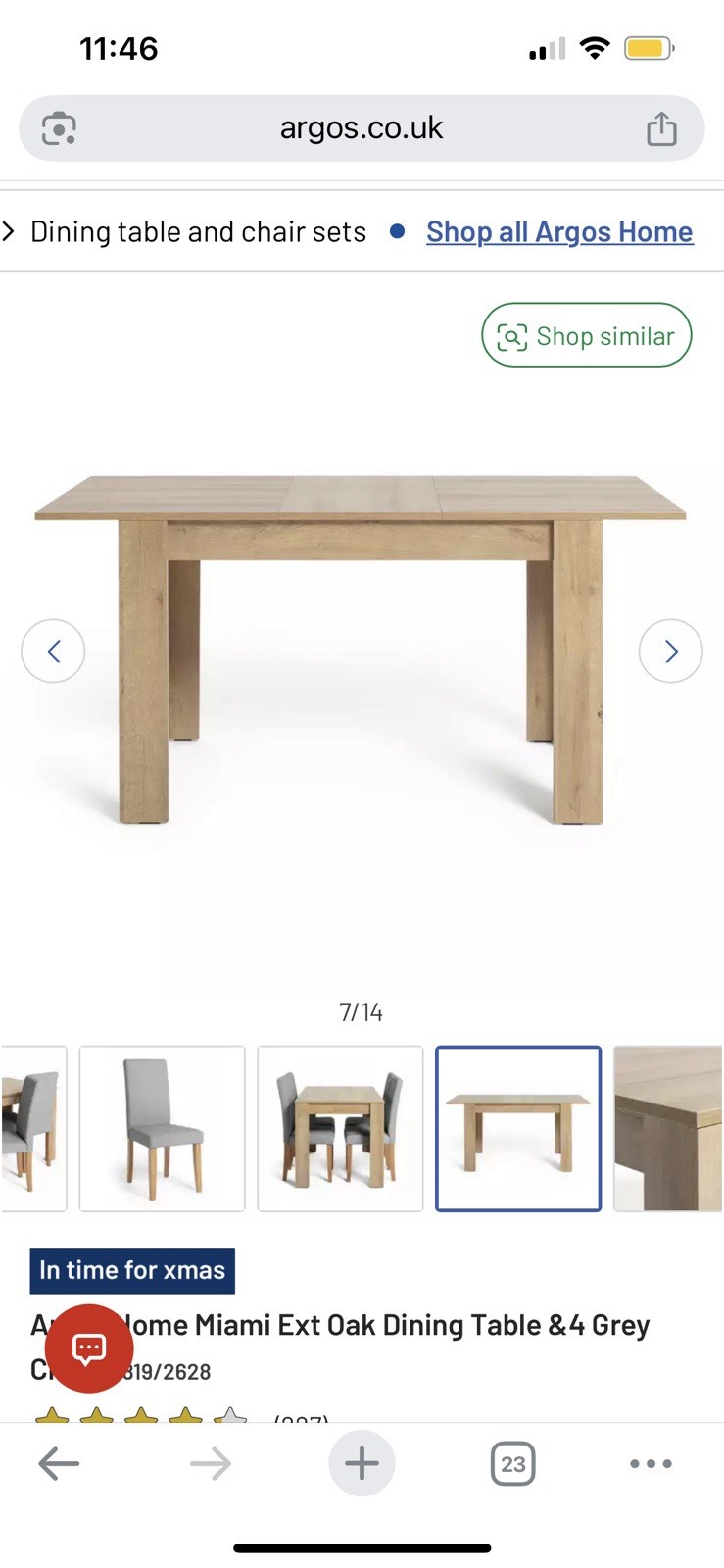 Argos Miami Extendable Table with 4 Chairs