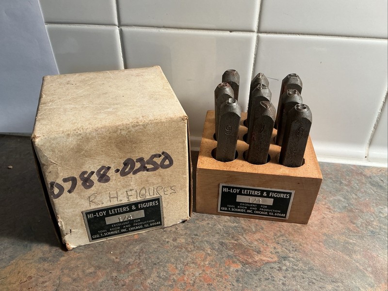 Stamp Set Steel Numbers 1/4” Hi Loy, Geo. T. Schmidt-Chicago, Illinois USA  9 Pc