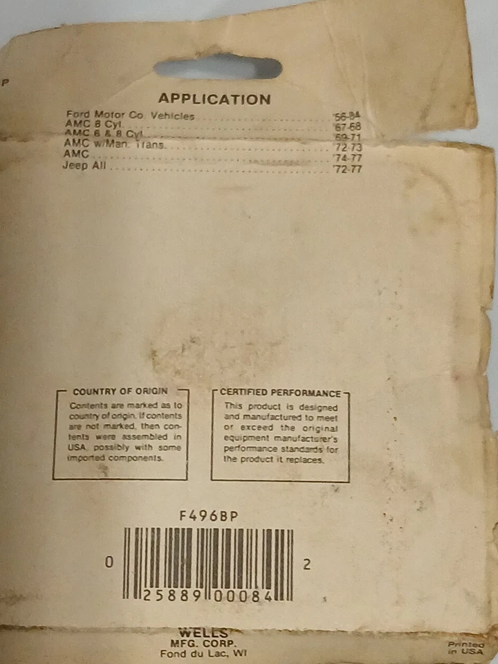 NOS WELLS F496BP 1956-84 FORD 1967-77 AMC JEEP 1972-77 SOLENÓIDE DE PARTIDA - Imagem 3 de 4