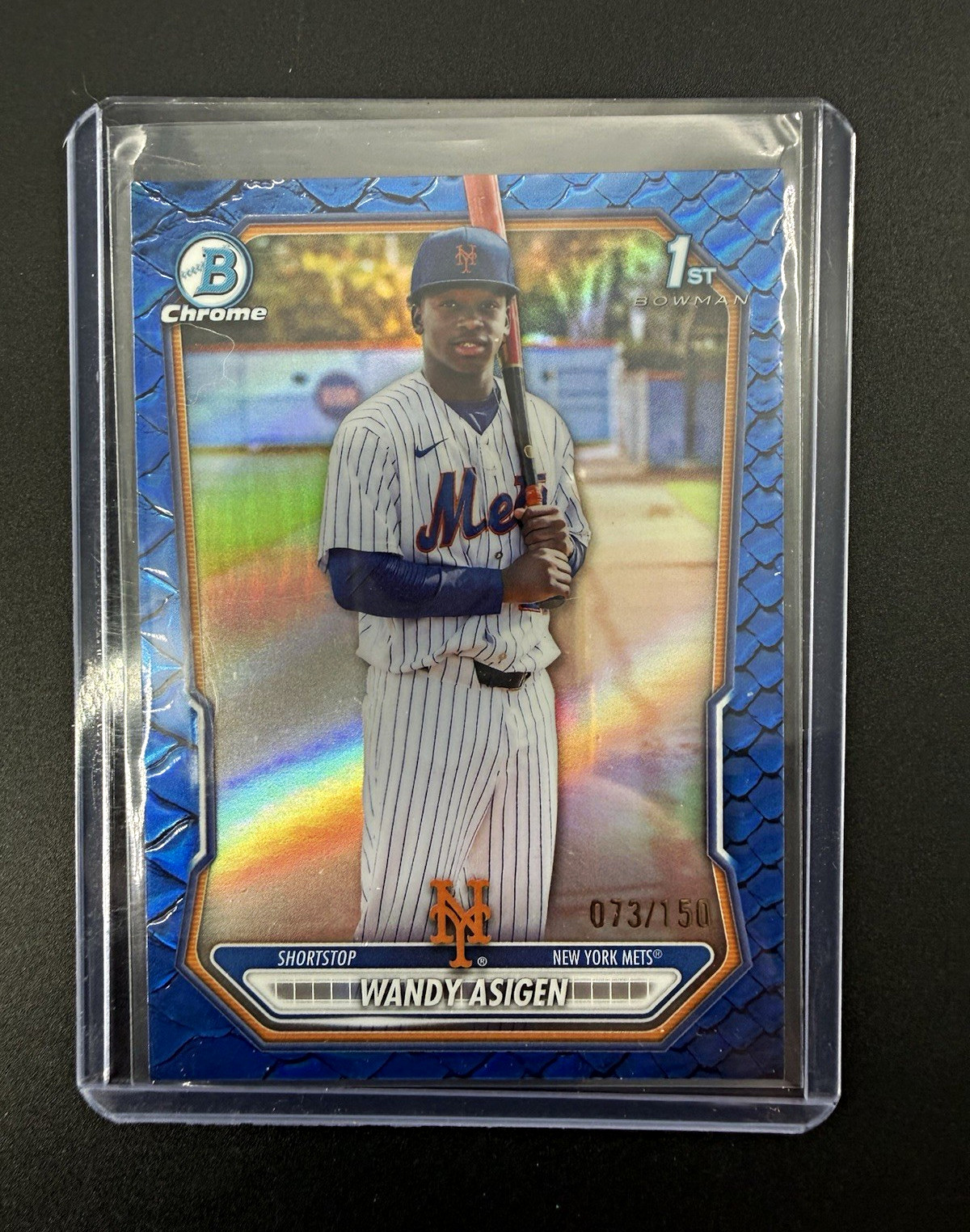 2026 Bowman Chrome Wandy Asigen 1st Bowman Blue Reptilian /150 Mets BCP-152