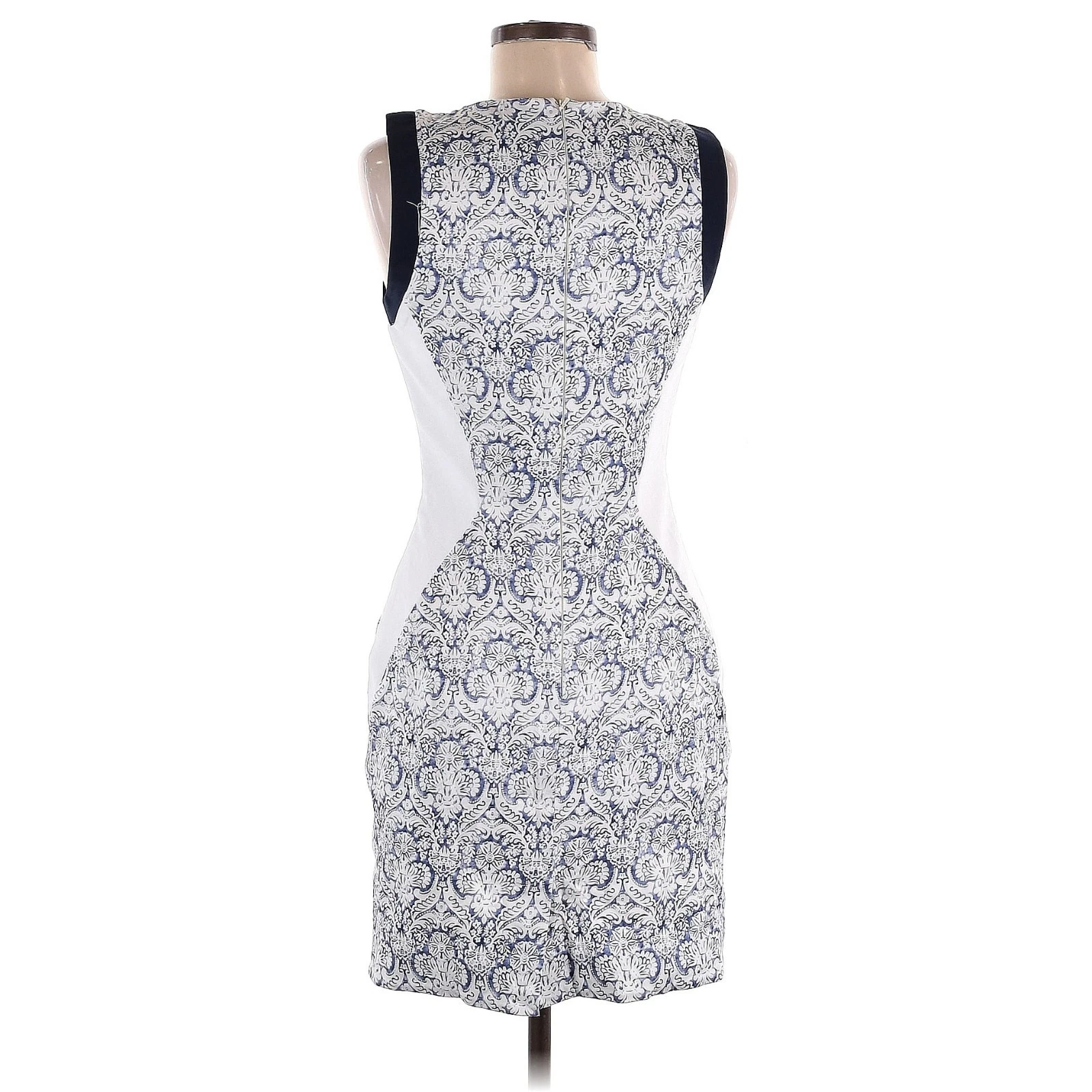 VETEMENTS Mini abito tubino nuovo con etichette G.i.N Nordstrom donna taglia 6 stampa blu colorblock NUOVO