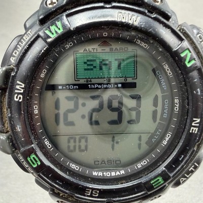 Casio Protrek Watch Men 54mm Black Triple Sensor Daydate Digital