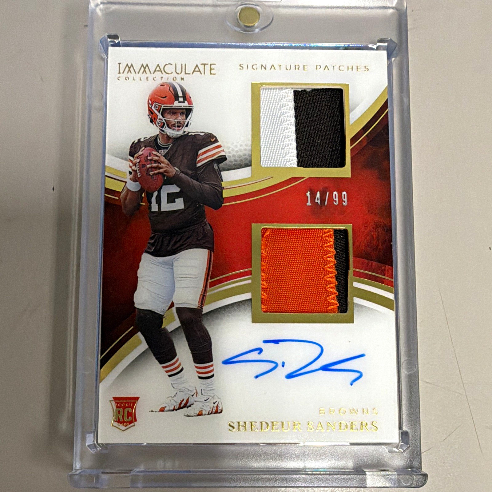 Panini 2025 Immaculate Shedeur Sanders Rookie Patch Auto /99 ISPR-SSS Browns view 1