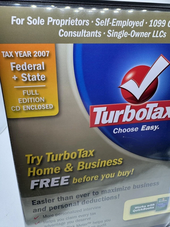 Turbo Tax 2007 Federal + State Full Edition CD Home & Business NEW - Image 2 of 4