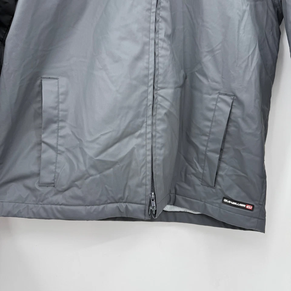 Chaqueta Quiksilver Hombre Grande Gris Forrada con Vellón Cremallera Completa PVC Carcasa Exterior Años 90 Foto 3 de 4