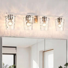 32 In. 4-Light Brushed Nickel Modern Hardwired Indoor Bathroom Vanity Light Wall