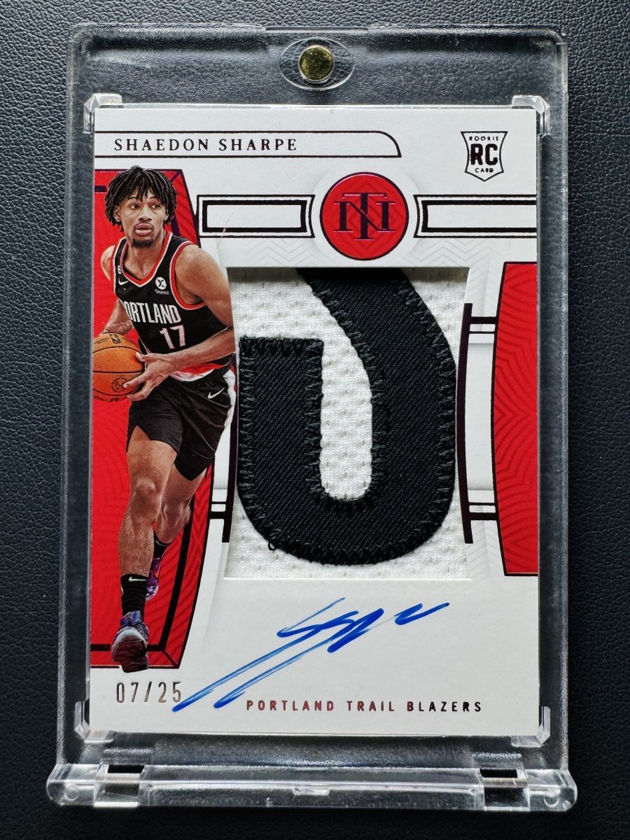 2022-23 Panini National Treasures Shaedon Sharpe #131 RC Rookie Patch Auto 07/25