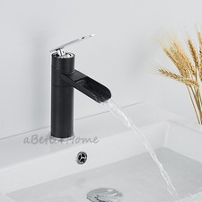 Round Vessel Sink Faucet Waterfall Spout Swivel Brass Single Handle Lavatory Tap
