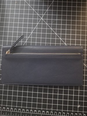 Mark & Graham Navy Blue Envelope Wallet for Women with Zipper & Card Slots