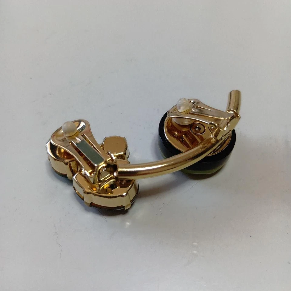 Marni Maruni Single Ear Cuff Green Gold Plated Earrings With Rhinestones Women L - Image 4 of 4