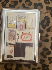 Retro Graffiti Yellow Crown Mirror/1-clip Cigarette Case Biz Credit Card Holder