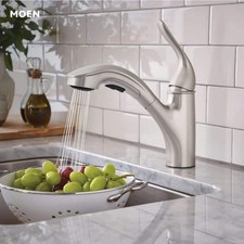 New Sealed Moen Brecklyn Kitchen Faucet Stainless 1-Handle Pullout 87557SRS