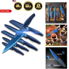 Kitchen Knife Set Chef Knives Stainless Steel Dishwasher Safe Blue