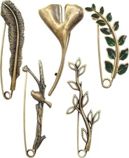 5 Pcs Decorative Pins Safety Pins Steel Lock Pins Vintage Alloy Brooches Large B