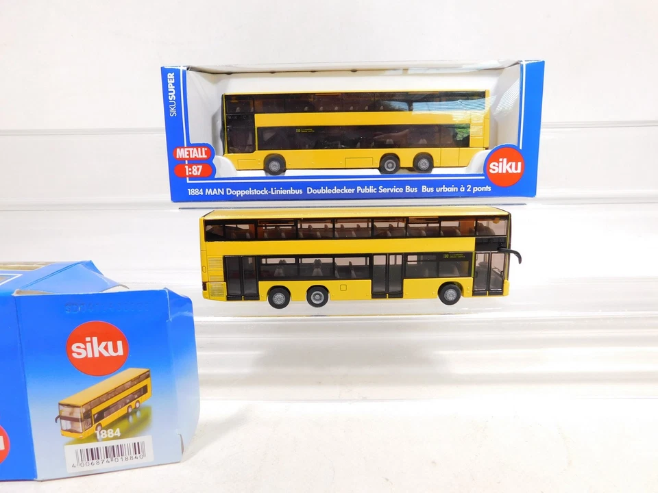 2X Siku Super H0 1:87 1884 Autobus A Due Piani MAN Mint Box #DW659-1 - Immagine 2 di 4