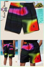 Psycho Bunny Kids Sugar Land Long All Over Print Swim Trunk Size XS 5-6 