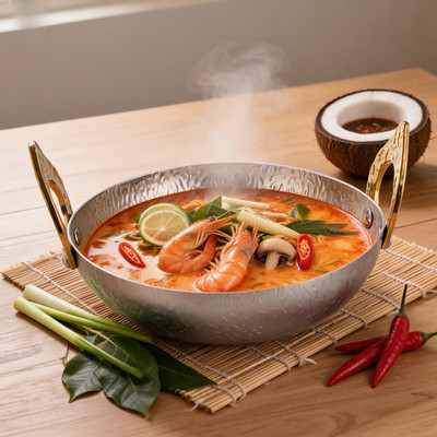 304 SS Doppelgriff Hot Pot Topf für Thai Tom Yum Suppe Innen Außen