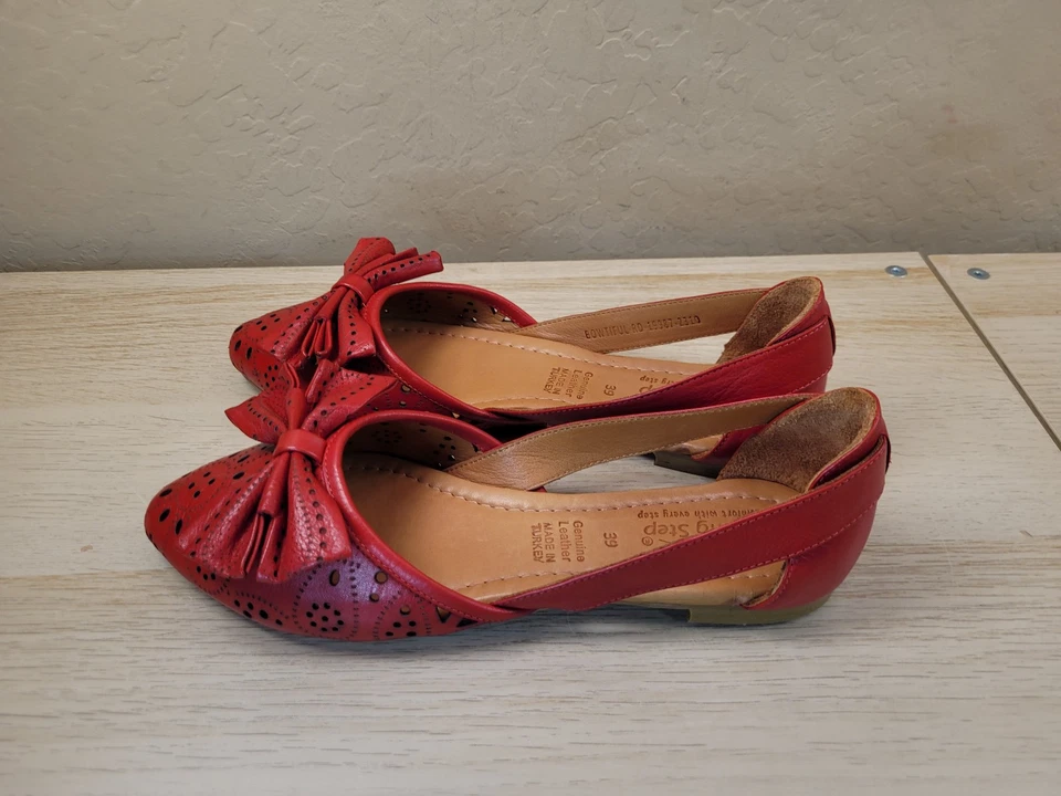 Spring Step Bowtiful Ballet Flats Shoes Red Womens Size 39 EU 8.5 US - Image 2 of 4