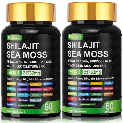 2x Certified Organic Sea Moss Capsules Irish Sea Moss Bladderwrack Burdock Root
