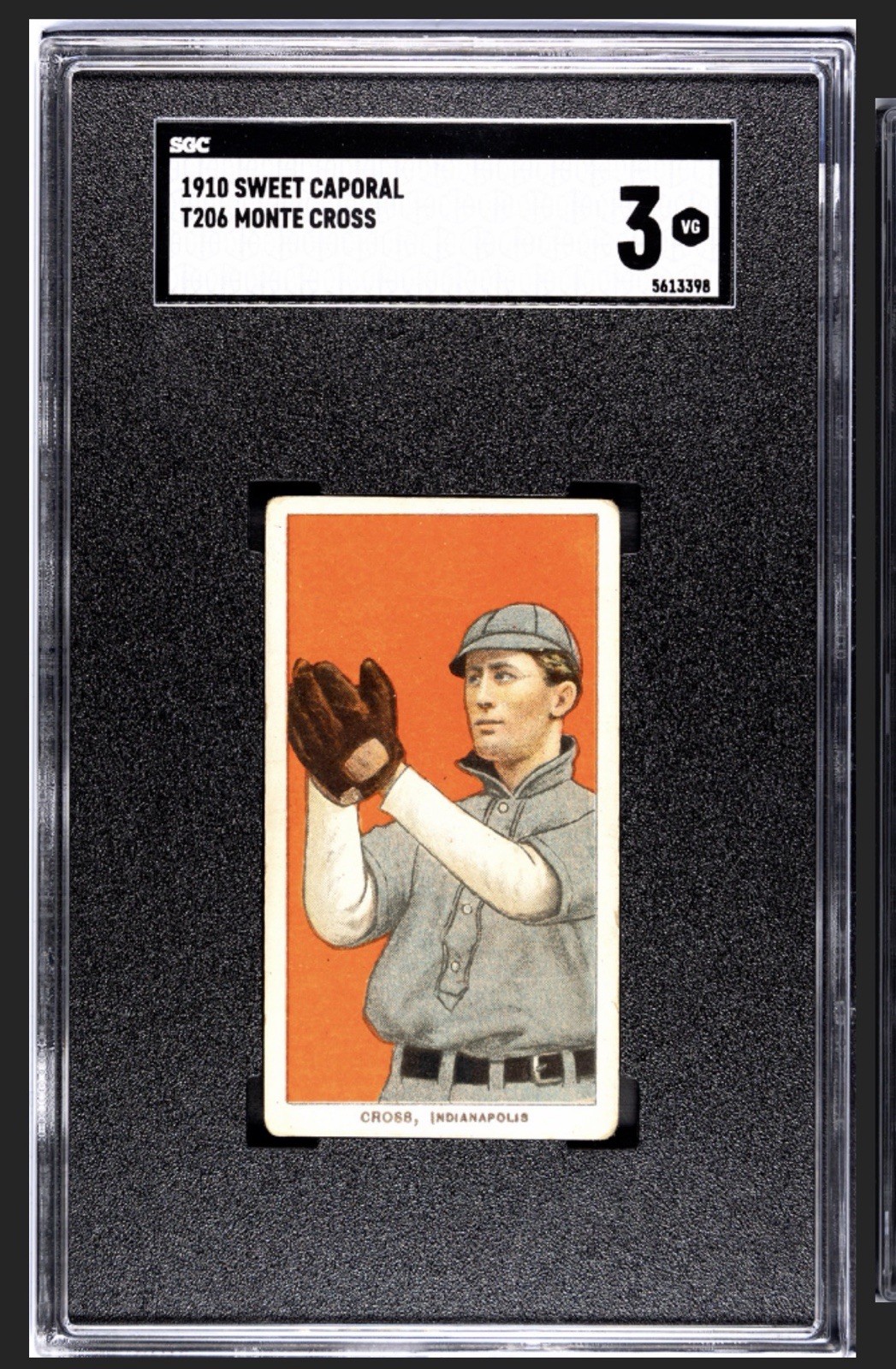 1909-11 T206 Monte Cross Sweet Caporal 350/30 SGC 3 - Crease Free - Clean