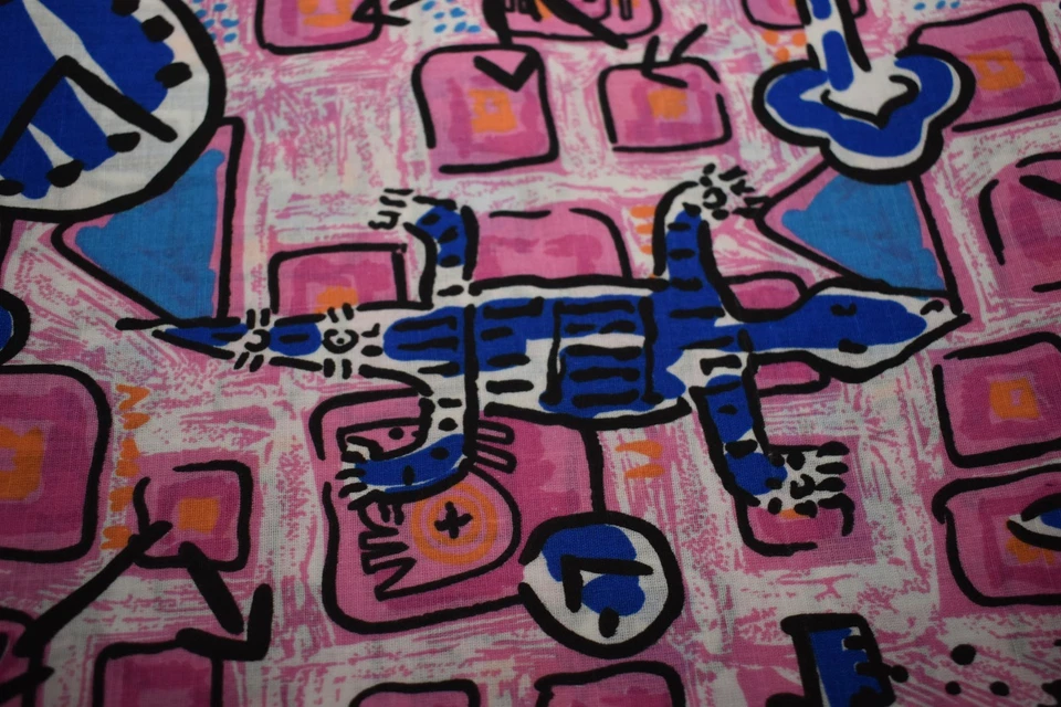 JOAN KESSLER concord fabrics ANCIENT CIVILIZATION egypt REPTILES 53" x 59" pink - Image 3 of 4