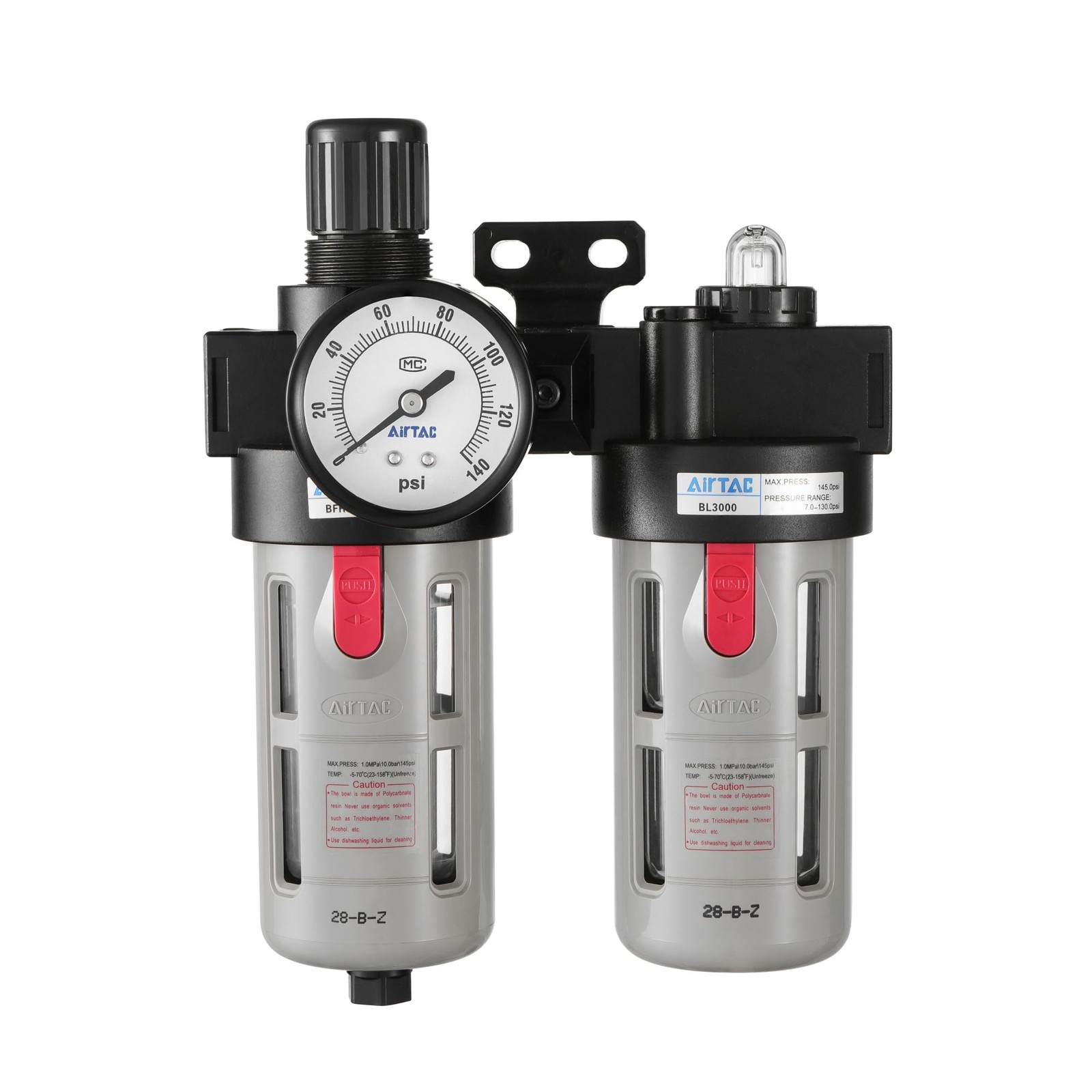 Compressed Air Filter Regulator Lubricator Combo Airtac BFC3000 3/8'' NPT 