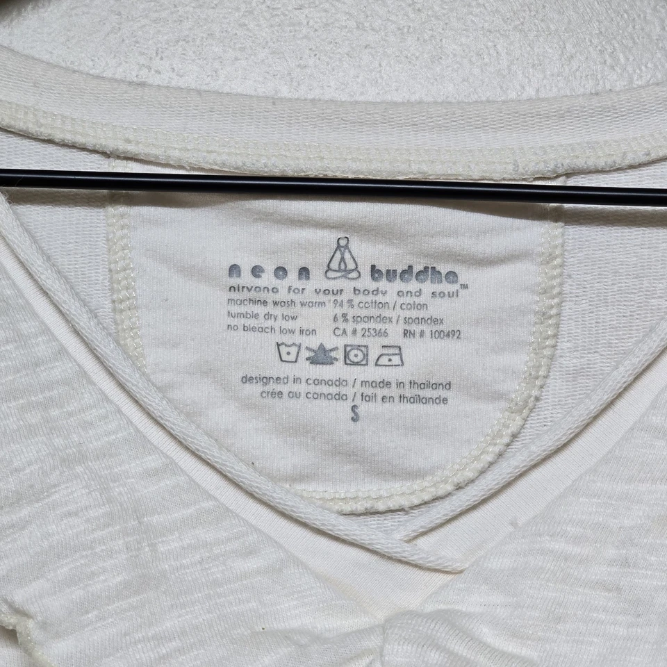 Неоновые Будда бежевый необработанный шов длинным рукавом Джерси оборки верхняя футболка женщин маленький - Изображение 4 из 4