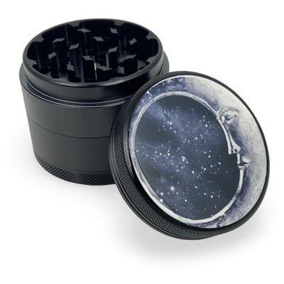 Herb Grinder Moon Style 2 Picture 55mm Black 4 Part Grinder