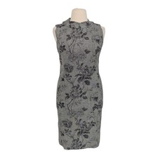 30019 Talbots Floral Jacquard Tweed Sheath Dress Gray Purple size 16 preppy