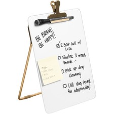 U Brands 4974A0106 Glass Dry-Erase Easel Gold Stand