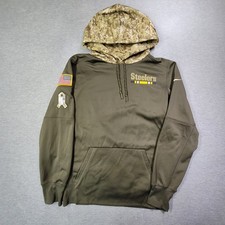 Nike Pittsburgh Steelers Hoodie Mens Small Green Camo Dri Fit Salute to Service