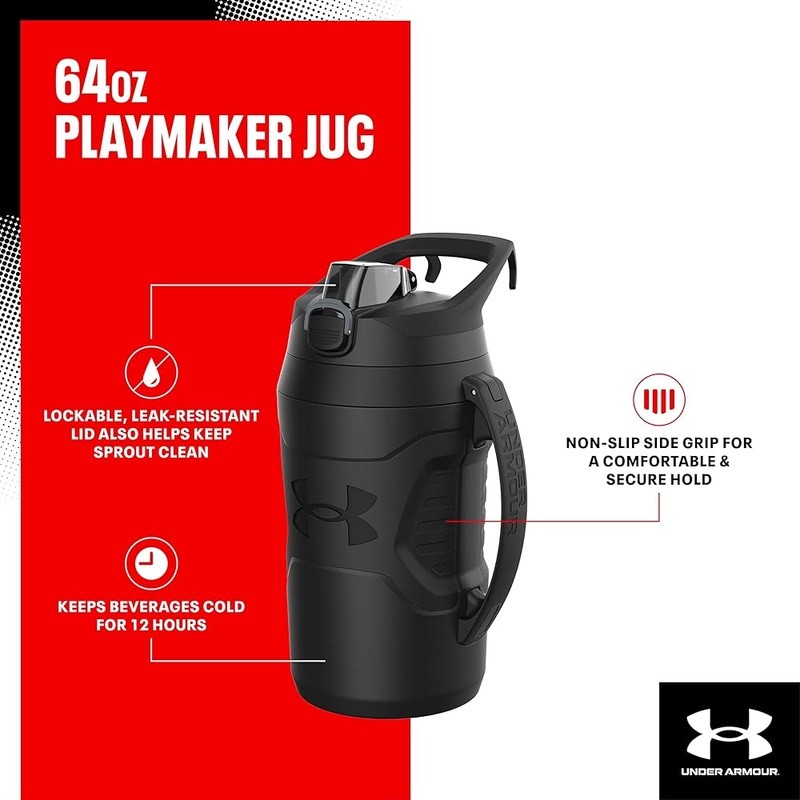 64oz Insulated Water Bottle Sports Jug Non-Slip Grip Cold Retention BPA Free New