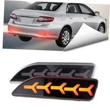 2Pc Full LED Rear Bumper Reflector Lights Kit for Toyota Corolla 2011 Smoked