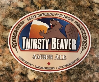 Thirsty Beaver Beer- Amber Ale Tree Brewing Company Kelowna BC Brew Craft Beer