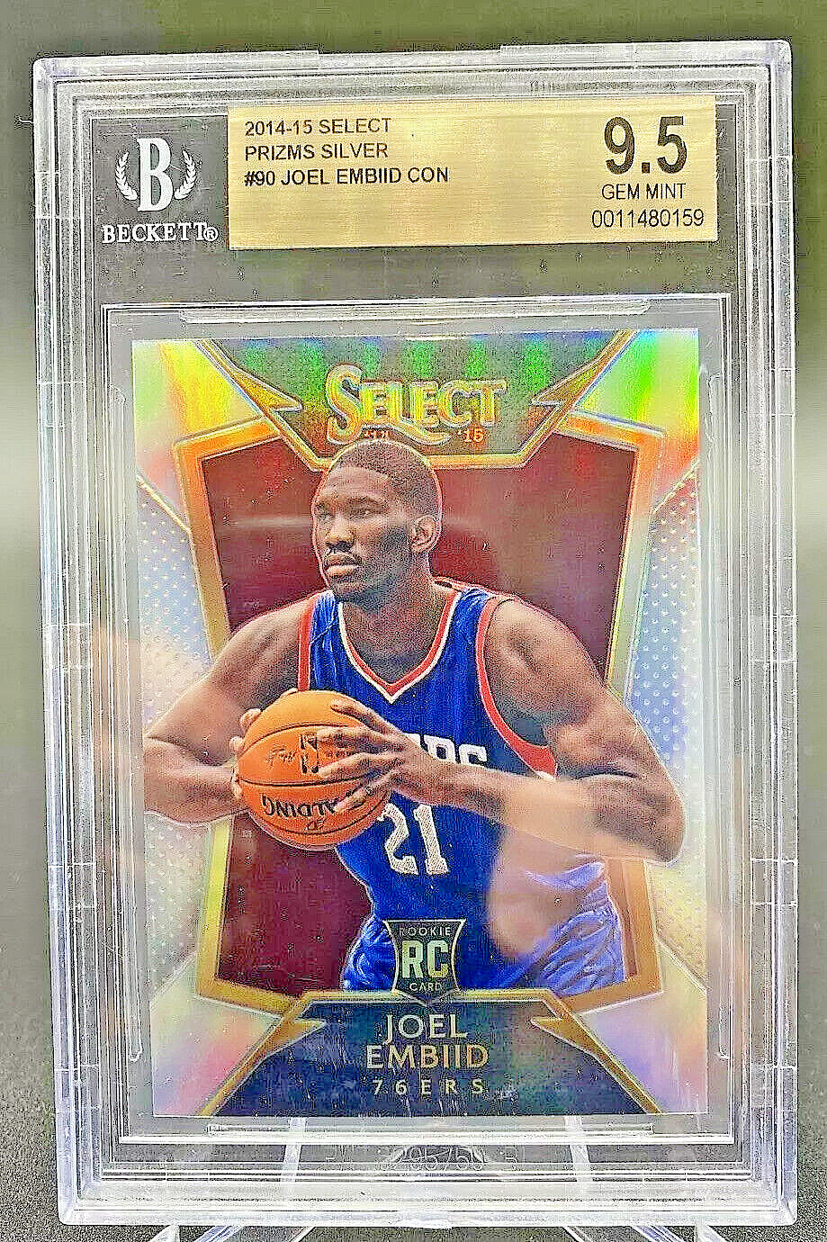 2014 JOEL EMBIID SELECT PRIZMS SILVER ROOKIE #90 BGS 9.5 PHILADELPHIA 76ERS MVP