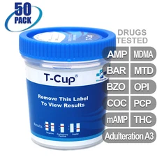 NEW Mintegrity Drug Test 10-Panel T-Cup Urine Home Kit 50-Pack #MI-TDOA-3104A3